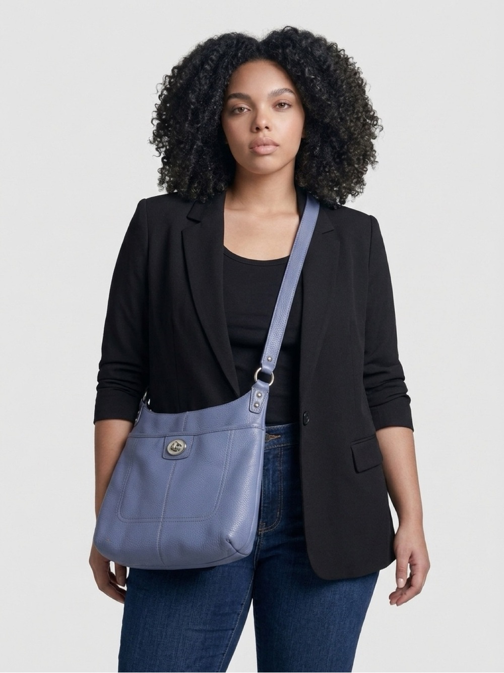 Coach Leather Crossbody Bag in Periwinkle Blue - Classic Everyday Shoulder Bag